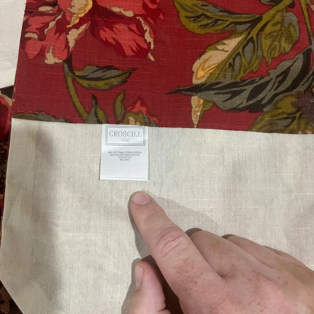 Croscill Home Serena Red Floral Pointed Window Valance with Tassel 40x25 Classic
